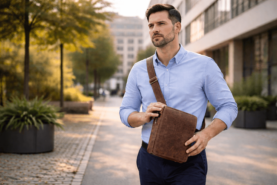 pánska taška muž na ulici mk